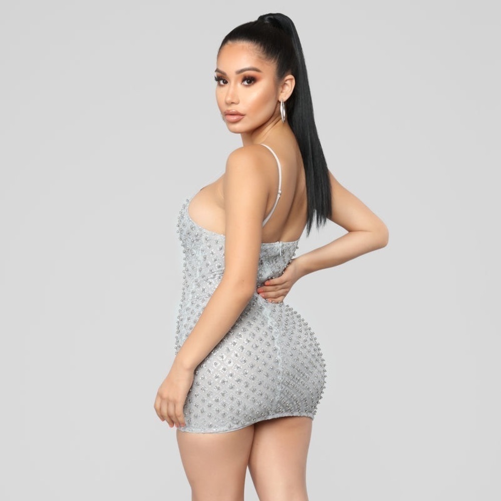 Fashion Nova Silver Roxi Dress Size Medium - Picture 10 of 12